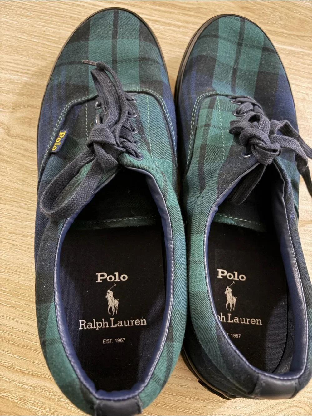 Polo by Ralph Lauren Green & Navy Plaid Canvas Low-Top Sneakers